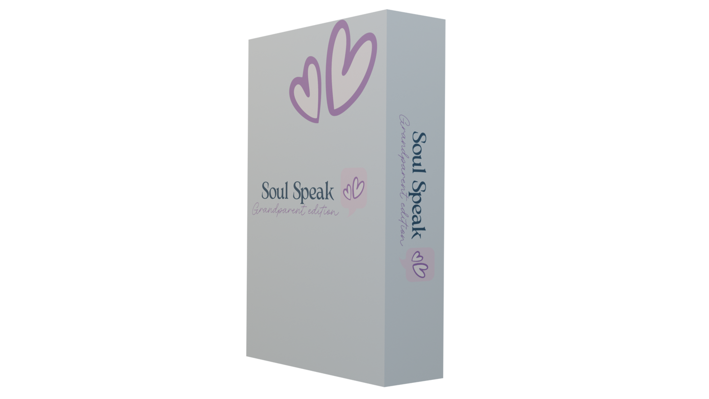 Product packaging with 'Soul Speak' Grand Parent Edition branding side view 
