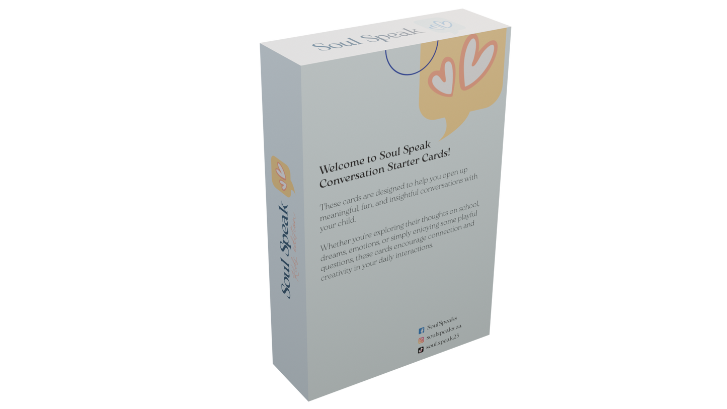 Product packaging for 'Soul Speak Conversation Starter Cards' on a white background or Transparent 